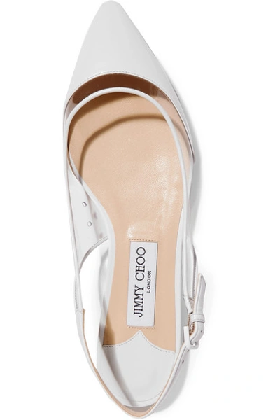 Shop Jimmy Choo Erin Pvc And Leather Slingback Point-toe Flats In White