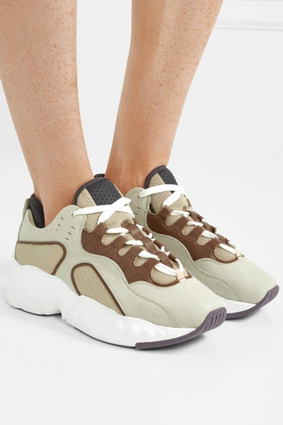 Shop Acne Studios Manhattan Leather, Suede And Mesh Sneakers In Beige