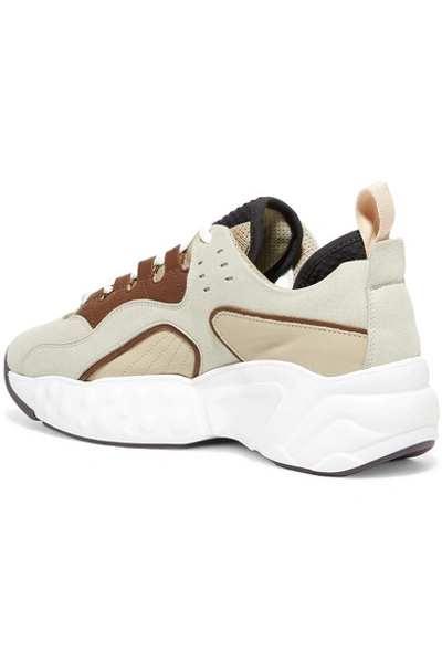 Shop Acne Studios Manhattan Leather, Suede And Mesh Sneakers In Beige