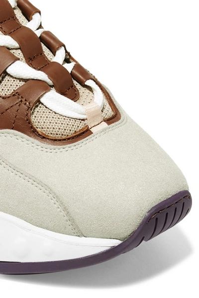 Shop Acne Studios Manhattan Leather, Suede And Mesh Sneakers In Beige