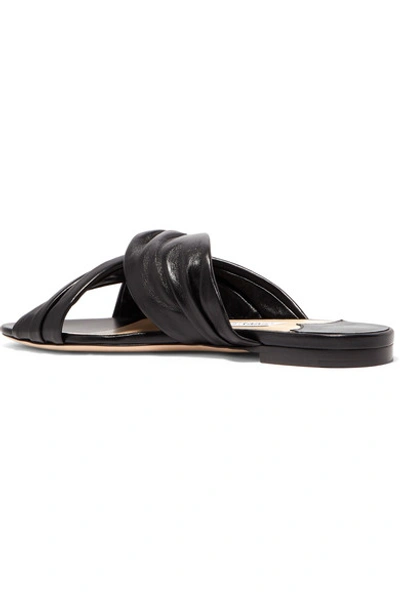 Shop Jimmy Choo Leila Knotted Leather Slides In Black