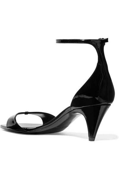 Shop Saint Laurent Charlotte Patent-leather Sandals In Black