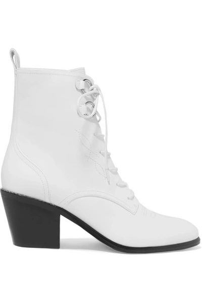 Shop Diane Von Furstenberg Dakota Lace-up Leather Ankle Boots In White