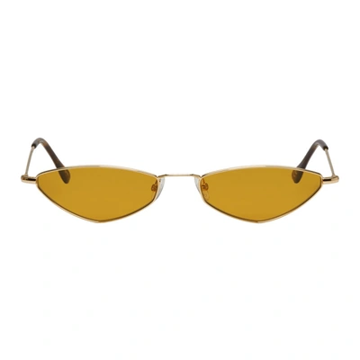 Shop Andy Wolf Gold & Brown Eliza Sunglasses