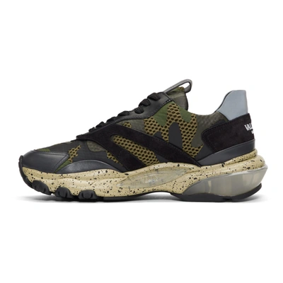 Shop Valentino Green And Black  Garavani Bounce Sneakers In Y41 Camo