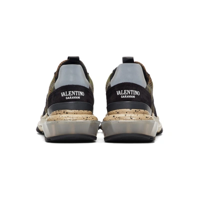 Shop Valentino Green And Black  Garavani Bounce Sneakers In Y41 Camo