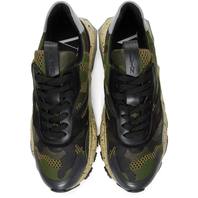 Shop Valentino Green And Black  Garavani Bounce Sneakers In Y41 Camo