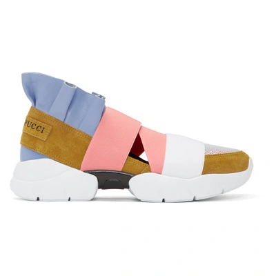 Shop Emilio Pucci Yellow And Blue City Up Sneakers In A53 Bei/blu