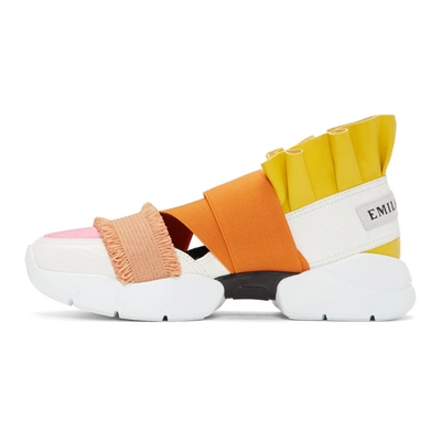 Shop Emilio Pucci White And Yellow City Up Sneakers