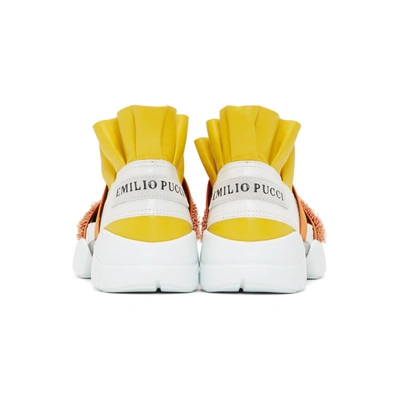 Shop Emilio Pucci White And Yellow City Up Sneakers