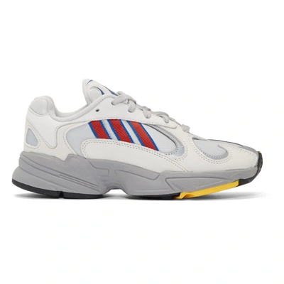 Shop Adidas Originals Grey And Red Yung-1 Sneakers In Grey/royal