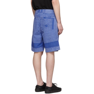 Shop Craig Green Blue Acid Wash Line Stitch Shorts
