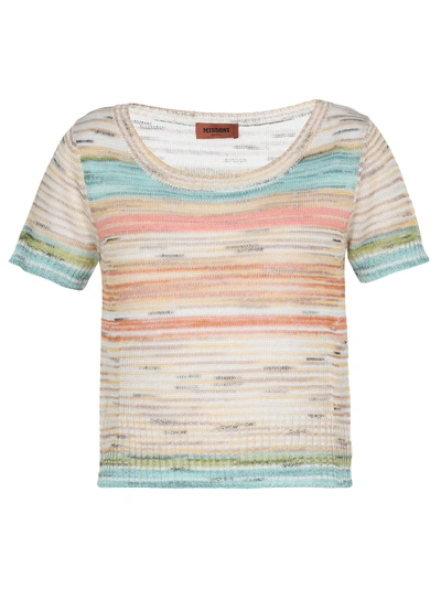 Shop Missoni Knitted Sheer T Shirt In Multi