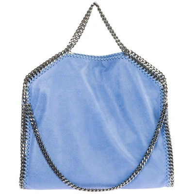 Shop Stella Mccartney Women's Handbag Shopping Bag Purse Tote 3chain Falabella Fold Over Shaggy Deer In Light Blue