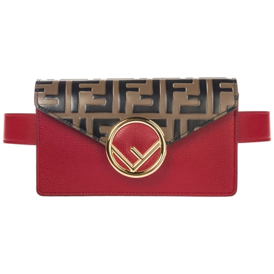 Shop Fendi Women's Leather Belt Bum Bag Hip Pouch In Red