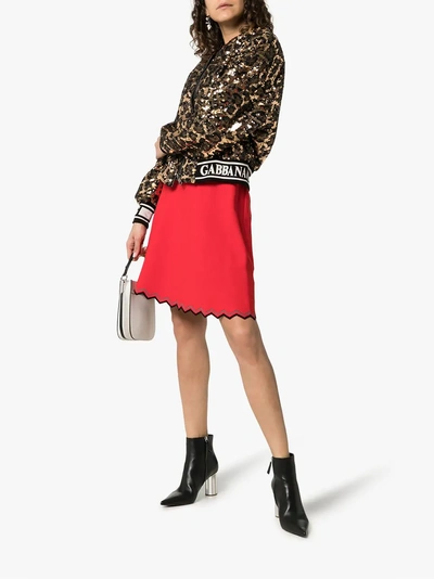 Shop Dolce & Gabbana Sequin Embellished Leopard Print Bomber Jacket In S0905 Gold/black