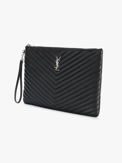 Shop Saint Laurent Large Monogram Document Holder In Black