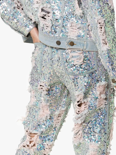 Shop Ashish Sequin Embellished Ripped Boyfriend Jeans In Metallic
