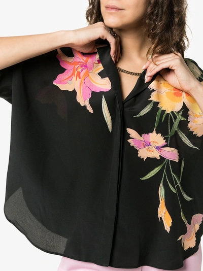 Shop Etro Floral Print Silk Shirt In Black