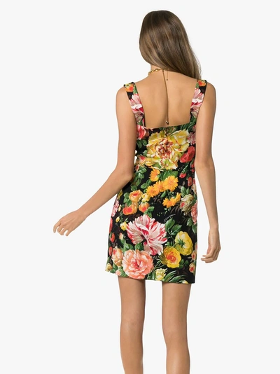 Shop Dolce & Gabbana Cady Floral Print Sleeveless Mini Dress In Hnt41 Multicoloured