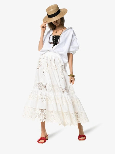 Shop Dolce & Gabbana Spitzenrock Mit Hohem Bund In W0111 White