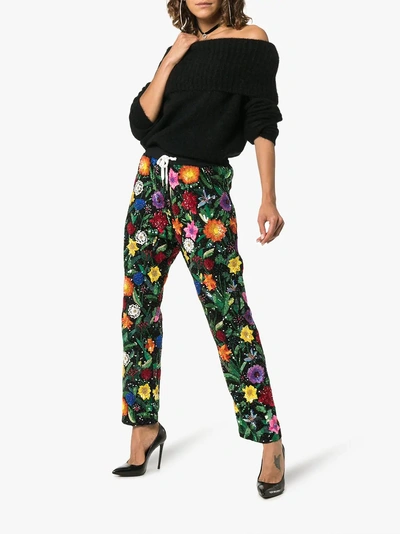 Shop Ashish Floral Print Sequin Trousers In Multicoloured