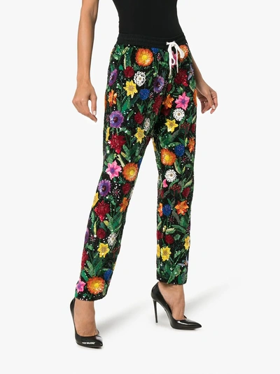 Shop Ashish Floral Print Sequin Trousers In Multicoloured