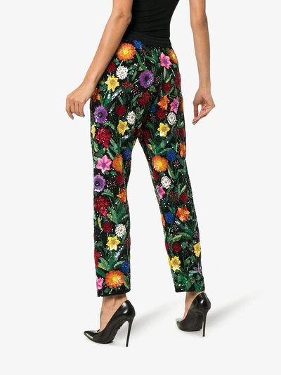 Shop Ashish Floral Print Sequin Trousers In Multicoloured