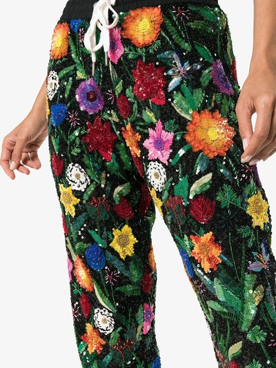 Shop Ashish Floral Print Sequin Trousers In Multicoloured