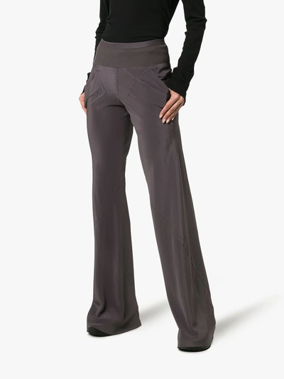 Shop Rick Owens High-waisted Silk Flared Trousers In Blujay