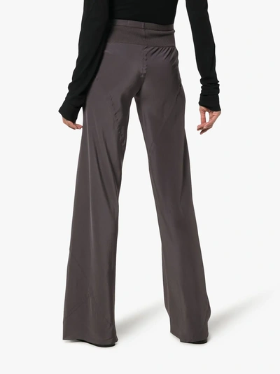 Shop Rick Owens High-waisted Silk Flared Trousers In Blujay