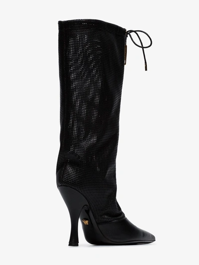 Shop Versace Black Logo 105 Leather Boots