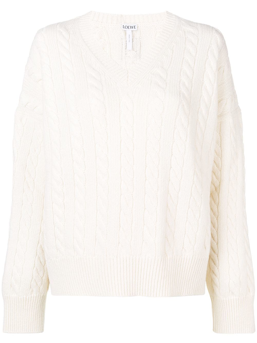 Loewe Pullover Mit Zopfmuster Weiss In White Modesens