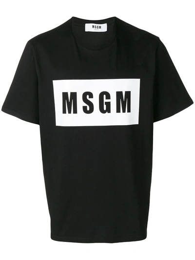 Shop Msgm Logo Print Crew Neck T-shirt - Black