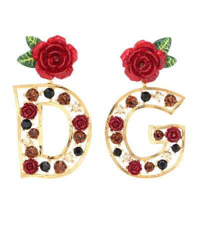 Shop Dolce & Gabbana Crystal-embellished Earrings In Gold