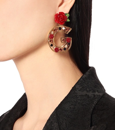 Shop Dolce & Gabbana Crystal-embellished Earrings In Gold