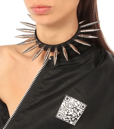 Shop Vetements Spiked Leather Choker In Black