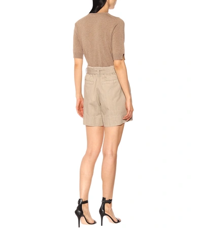 Shop Brunello Cucinelli High-rise Cotton Shorts In Beige