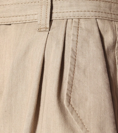 Shop Brunello Cucinelli High-rise Cotton Shorts In Beige