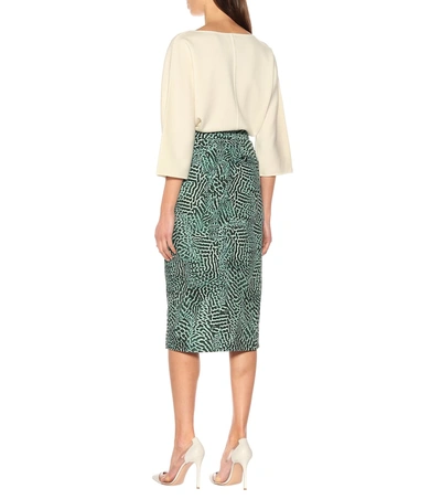 Shop Max Mara Musette Stretch Cotton Skirt In Green
