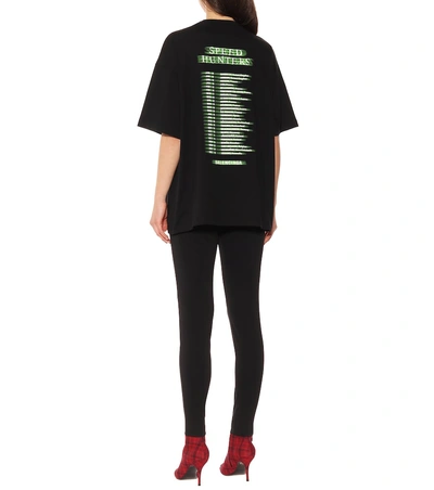 Shop Balenciaga Speedhunters Printed Cotton T-shirt In Black