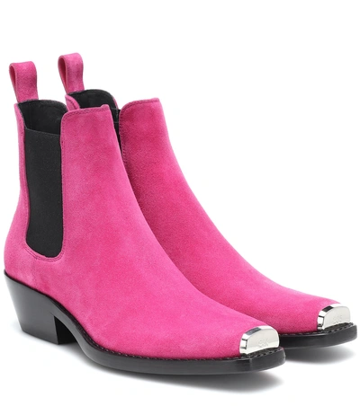 Shop Calvin Klein 205w39nyc Western Claire Suede Ankle Boots In Pink