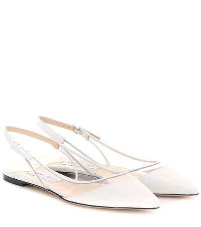 Shop Jimmy Choo Erin Pvc And Leather Slingback Flats In White