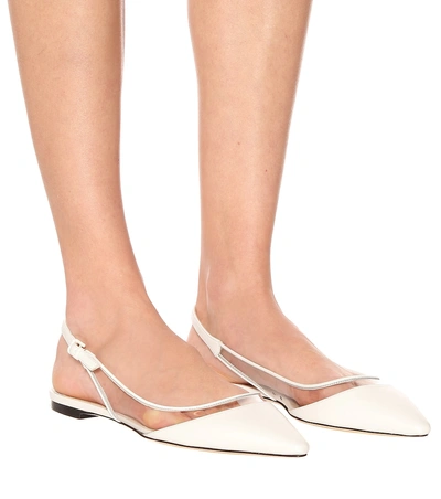 Shop Jimmy Choo Erin Pvc And Leather Slingback Flats In White