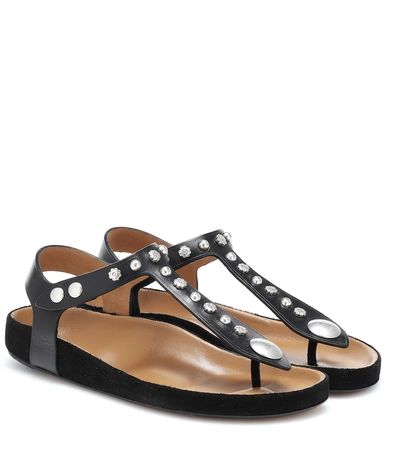Shop Isabel Marant Enore Leather Sandals In Black