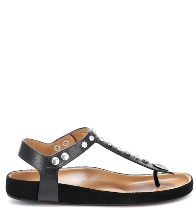 Shop Isabel Marant Enore Leather Sandals In Black