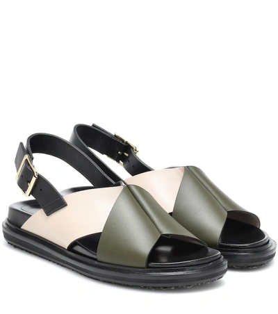 Shop Marni Leather Sandals In Multicoloured