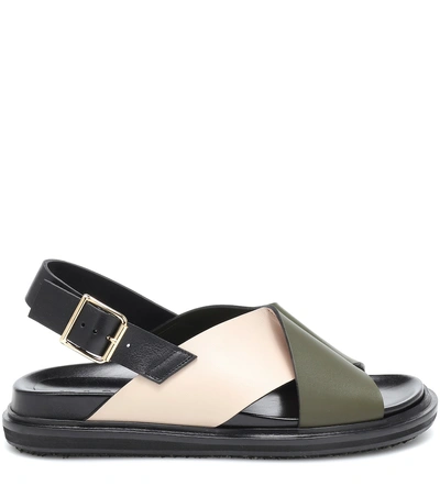 Shop Marni Leather Sandals In Multicoloured