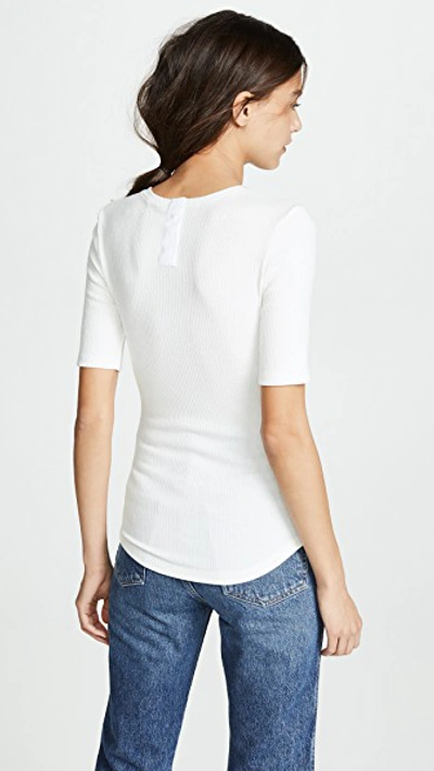 Shop Adam Lippes Fitted Ribbed Jersey T-shirt In Ivory