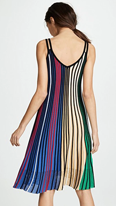 Shop Kenzo Vertical Ribs Sleeveless Dress In Multicolor